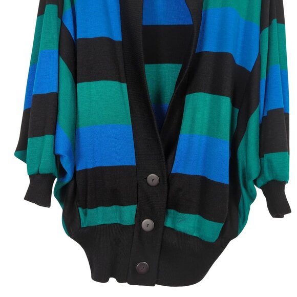 Vintage Felicity Barbara Lesser Women's Size S Stripe Batwing Cardigan Sweater - Picture 4 of 16